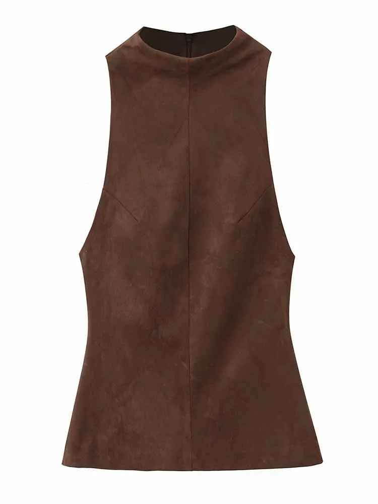 HH 新しい女性の春のファッション多用途スエードテクスチャラウンドネックソリッドカラージッパースリーブレストップス女性のセクシーなカジュアルトップス