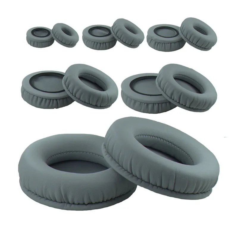 2pcs Protein Leather Earpad 45 50 55 60 65 70MM 75 80 85 90MM 95 100MM 105MM 110MM Headphone Ear Pads Headset Foam Cushion grey