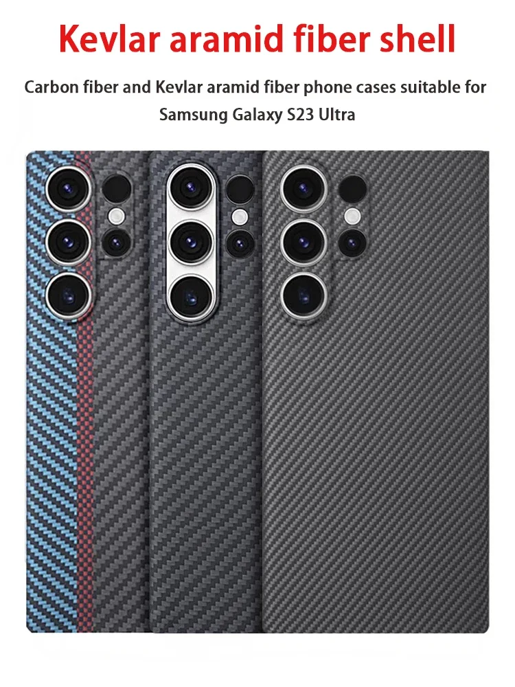 Für Samsung Galaxy S23 Ultra Handyhülle aus Kohlefaser, Kevlar, Aramidfaser, Hartschale, leichte magnetische Schutzhülle s23u