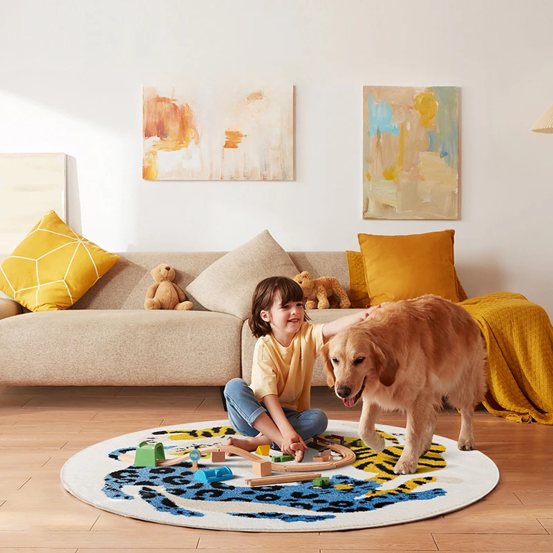 Cartoon Style Bedroom Decor Plush Carpet Home Fluffy Soft Floor Mat Thick Anti-slip Study Rug Cute Round Carpets for Living Room