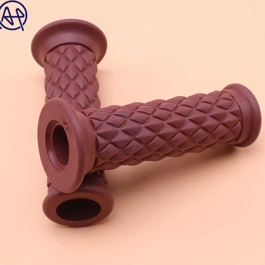 Motorcycle 7/8'' Retro Vintage Brown Hand Grip Handlebar Grips for Honda Suzuki Kawasaki Triumph Royal Cafe Racer Bobber Custom