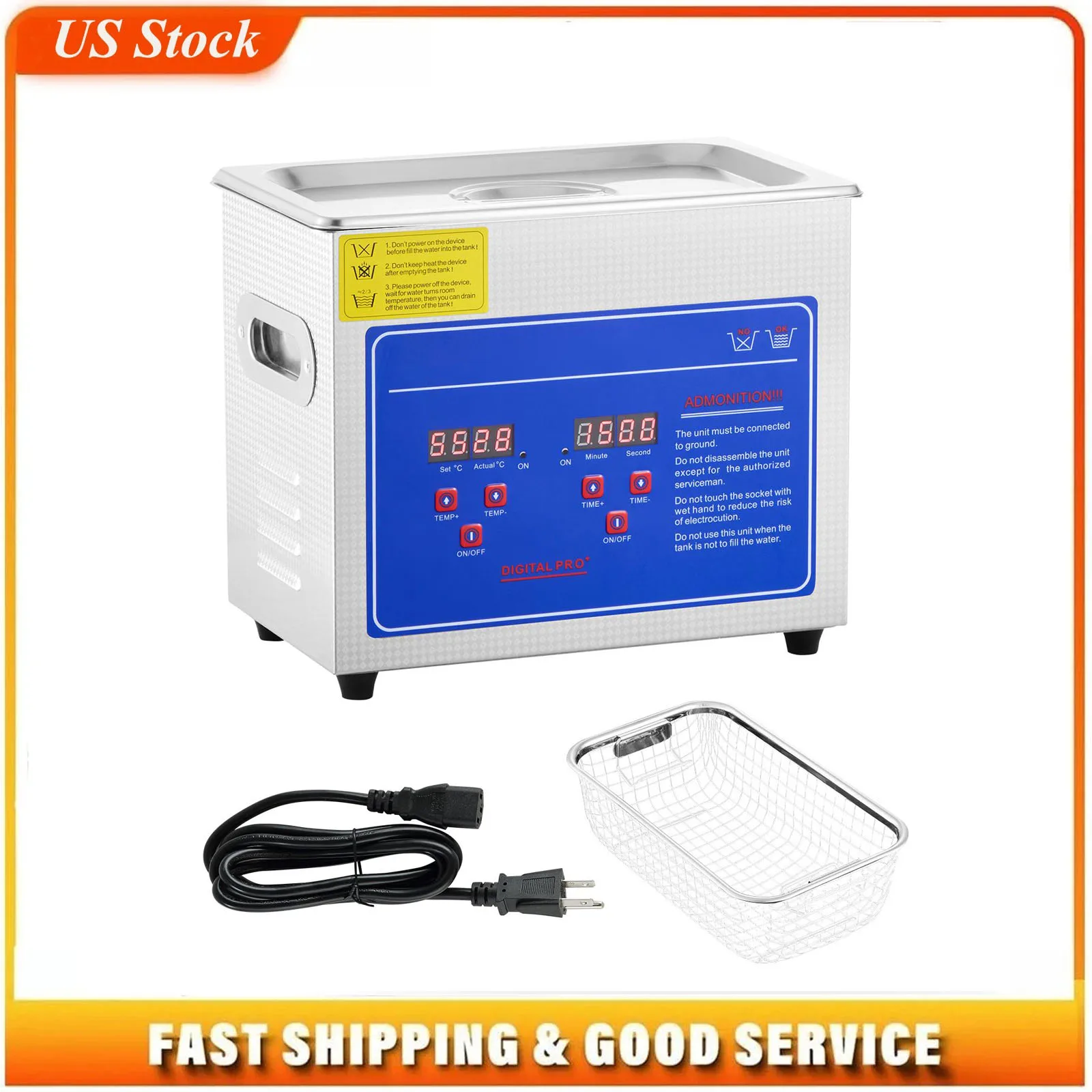 

Ultrasonic Cleaner with Digital Timer & Heater, Professional Ultra Sonic Jewelry Cleaner, Stainless Steel Heated Cleaning Machine for Glasses Watch Rings Small Parts Circuit Board (3L)