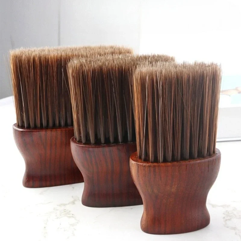 Professional Salon Short Wooden Handle Barber Neck Duster Brush for Hair Cutting Soft Bristle Cleaning Brush Styling Tools