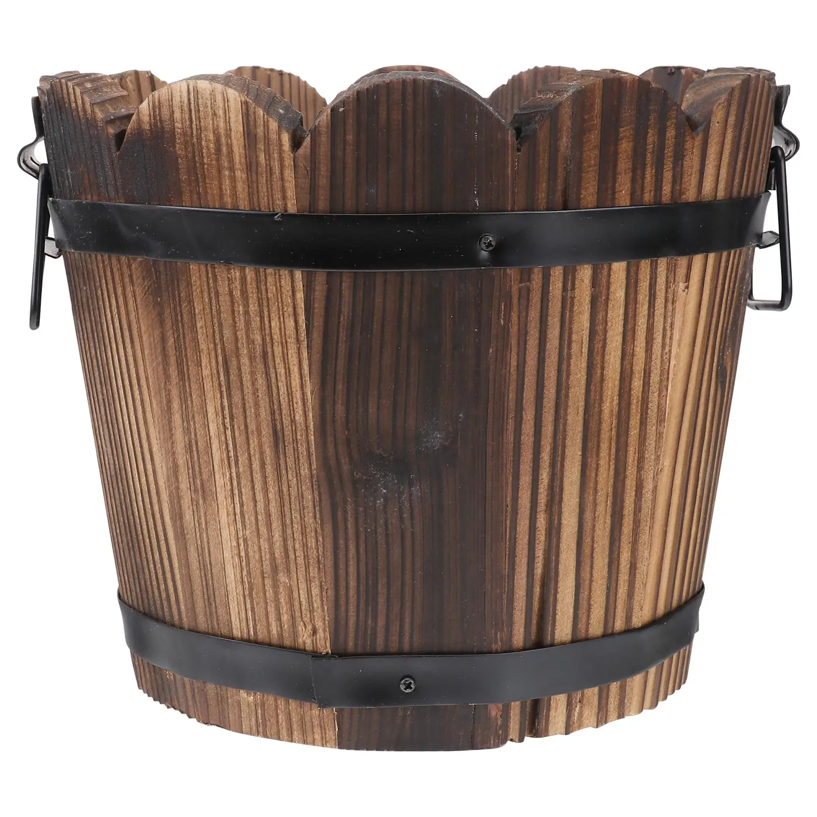 

Large Size Solid Wood Carbonized Flower Pot for Succulents Desktop Decor Home Office Plant Pottery Storage Water Breathable Soil