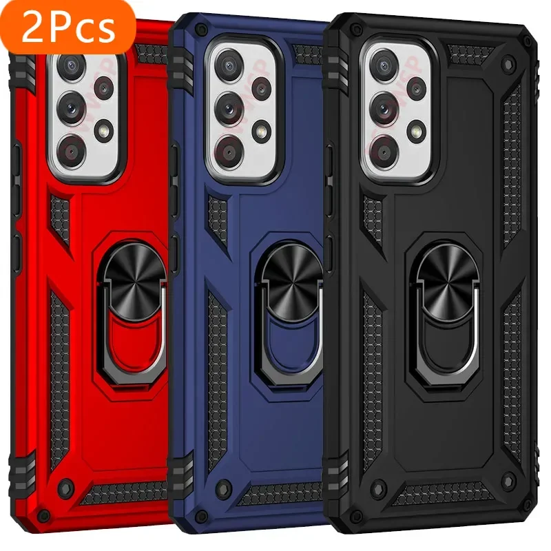 

2 шт. противоударный бронированный чехол для Samsung Galaxy A33 A53 A73 A52 A12 A13 A42 A55 A35 A54 A51 A50 A32 A21s A71 A22 A41 с металлическим кольцом Co