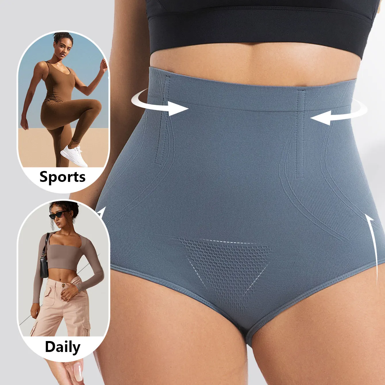Cinza shapewear para mulheres cintura alta trainer calcinha barriga controle quadril bunda levantador shorts emagrecimento bainha senhoras meados da coxa corpo