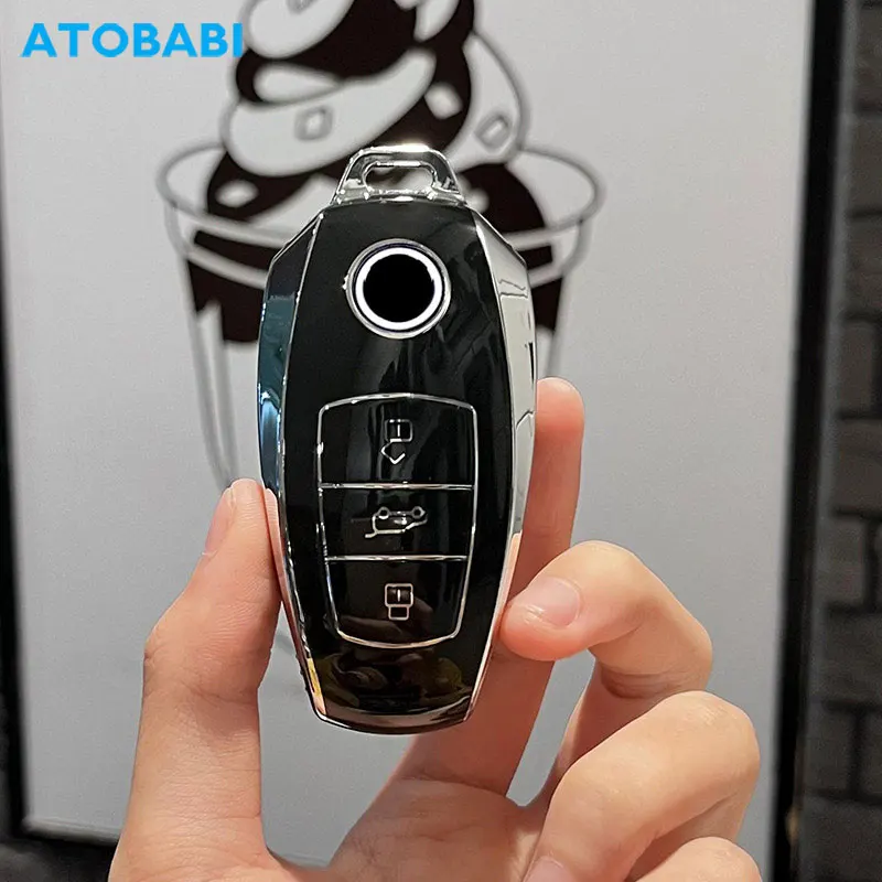 TPU Car Key Case Remote Cover Keychain Holder Auto Accessories For VW Volkswagen Touareg 2011 2012 2013 2014 2015 2016 2017 2018