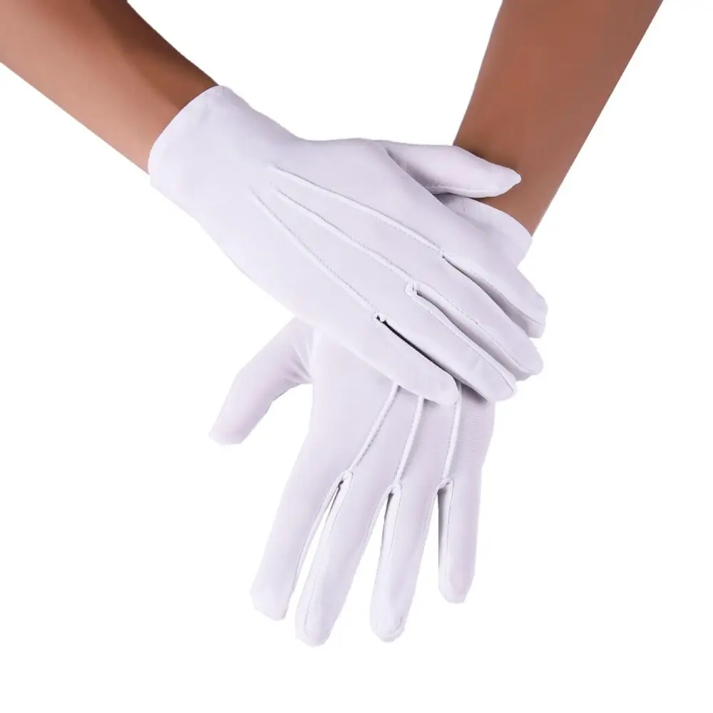 New Soft White Cotton Gloves Thin Etiquette Formal Cotton Gloves Uniform Police Waiters Hand Moisturising Driving Gloves