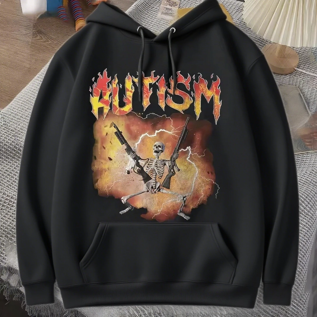 

Fun Skull Graphic Printing Autumn and Winter Cotton Men's and Women's Hoodies Casual Outdoor Street Sports Loose Training Brand