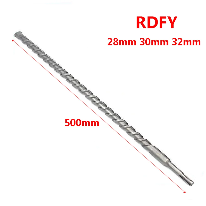 500mm Tungsten aço liga concreto furadeira elétrica para perfuração de parede Alça redonda SDS PLUS 28 30 32mm BIT PERFURAÇÃO