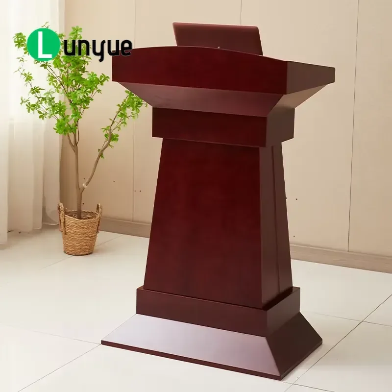 Modern Wooden Lecture Desk Hotel School Reception Counter Client Service Station Front Office Furniture Durable Stylish