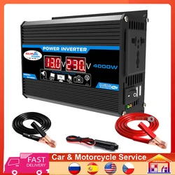 Inverter di alimentazione per auto 4000W da 12V a 220V/110V adattatore per caricabatterie convertitore protezione multipla doppio trasformatore di tensione USB