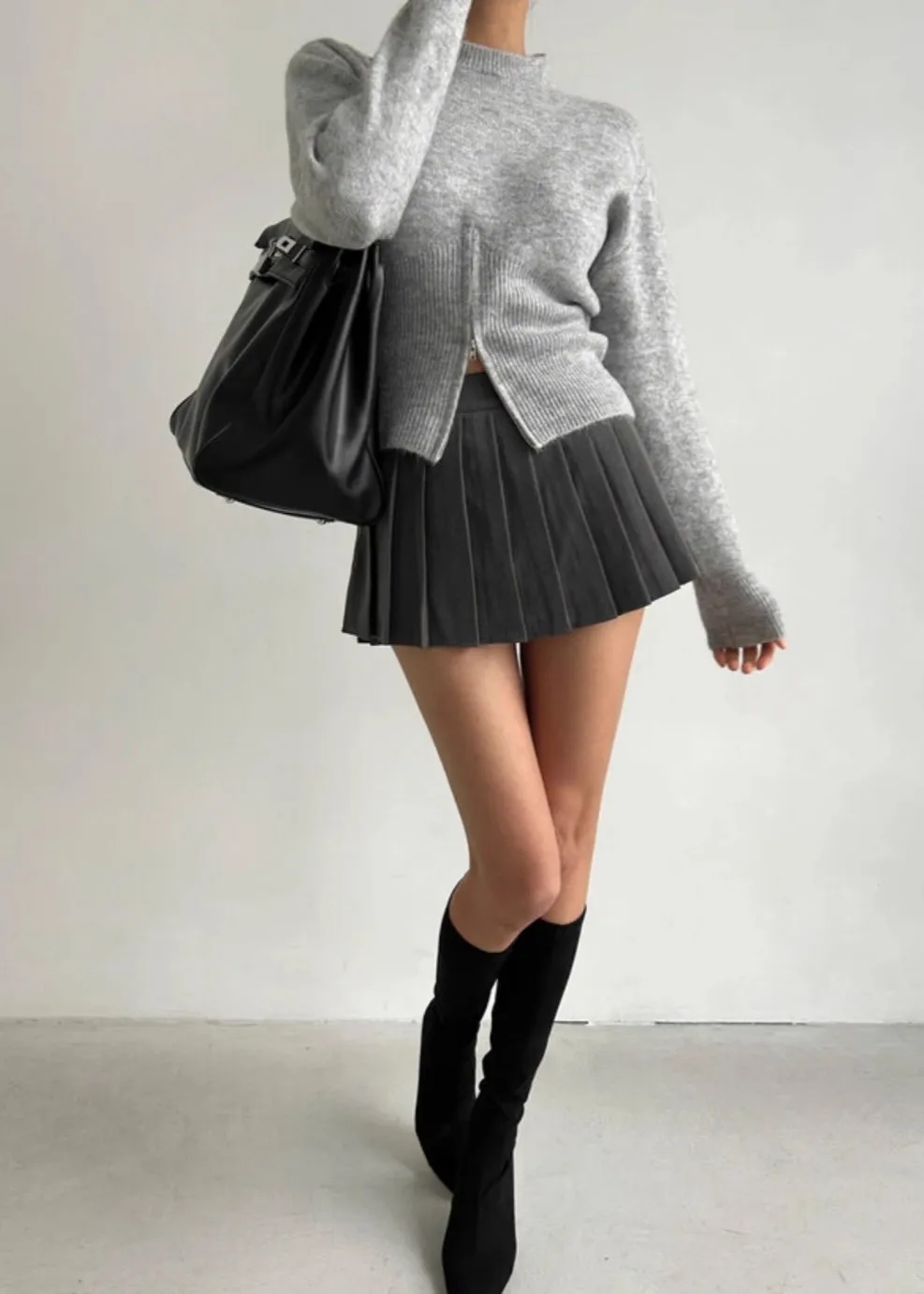 سترة محبوكة بأكمام طويلة ومتعددة الاستخدامات لخريف وشتاء 2025 للنساء