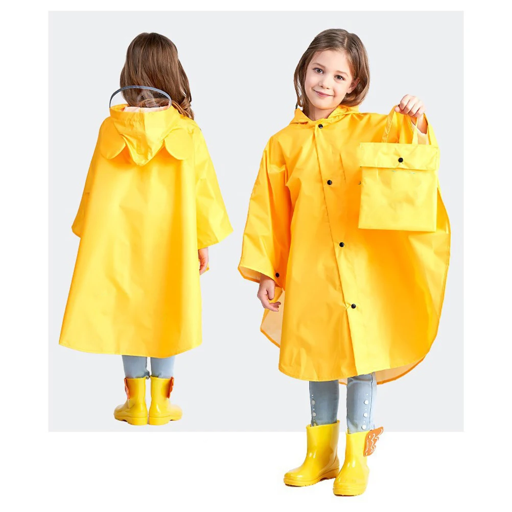 

Extra Thick Reusable Raincoat Portable Waterproof Hooded Rainwear Elastic Sleeves Bright Color For School Cycling Hiking