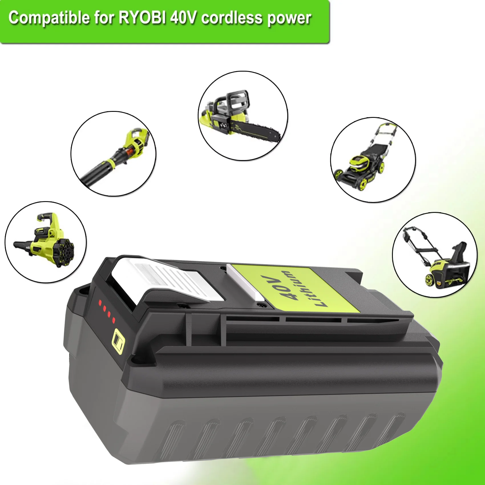 

JYJZPB 6.0Ah 40V Battery Replacement for Ryobi Compatible with Ryobi 40V Lithium-Ion Rapid Charger 40V and Cordless Power Tools