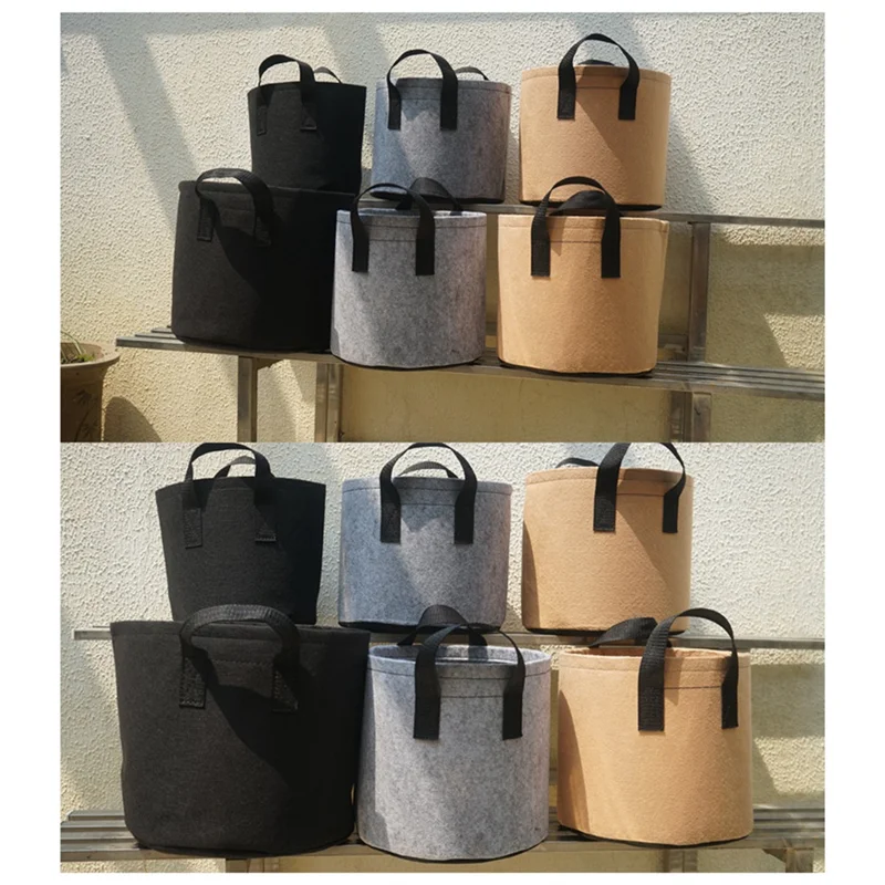 MAKE-Heavy Duty Fabric Pots, Vegetable/Flower/Plant Grow Bags, Thickened Non-Woven Fabric Pots With Handles (5 Gallons)