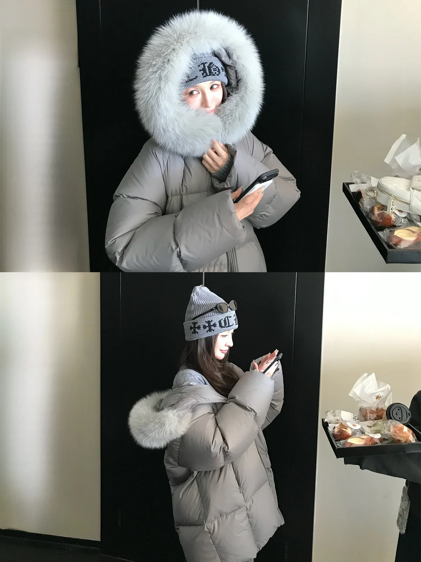 

Зимняя женская пуховая куртка Skk Store Moscow средней длины с меховым воротником, 90% белый пух, защита от воды, ветра, грязи и пятен, для повседневной носки