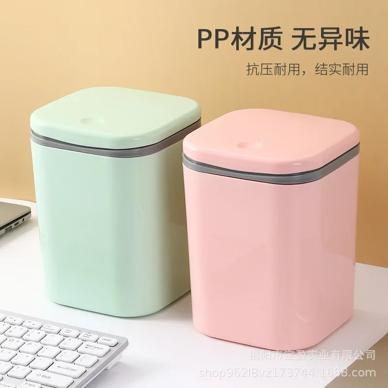 Plastic Press Top Lid Trash Can Small Trash Bin for Home Living Room Office Car Bedroom Dorm Kitchen Hotel Cleaning Waste Bin