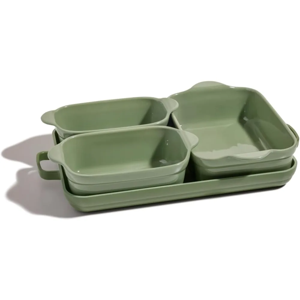 

5-Piece Ceramic Bakeware Set Nonstick Baking Dishes with Griddle Pan Oven Safe PFOA Free