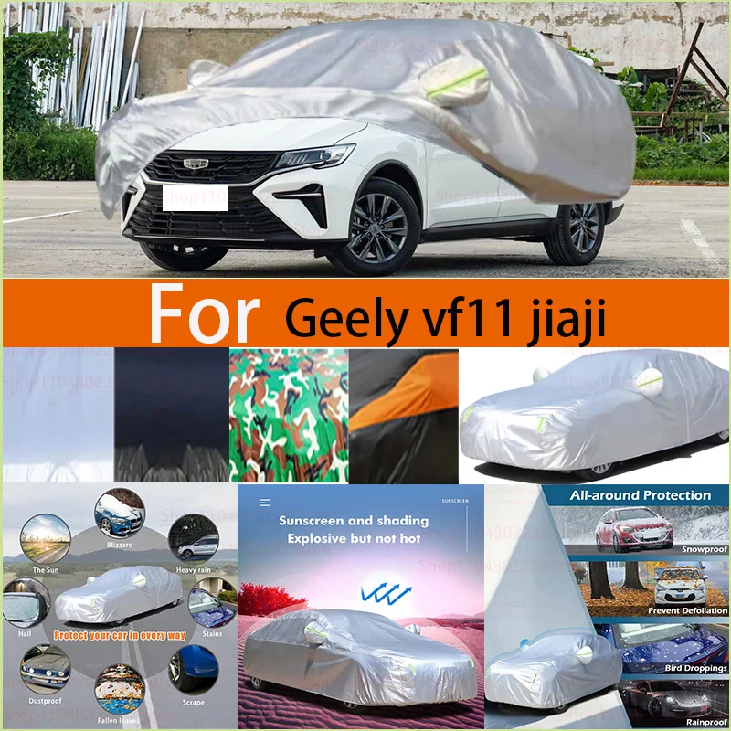 

Car Cover For Geely Vf11 Jiaji Black and Silver Universal Car Cover Waterproof Dustproof Outdoor Protection Full Rain Snow