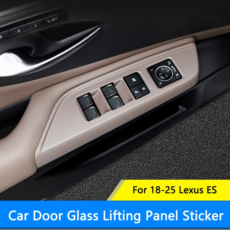 

QHCP Car Window Lift Button Trim Door Glass Lifting Panel Frame Cover ABS Decoration For Lexus ES 2018-2025 Interior Accessories