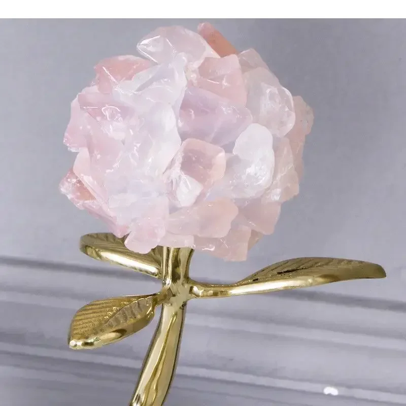 

#For Pink Crystal/amethyst Crafts Flower Ornaments Marble Base Desk Decoration Copper Artwork Modern Decor Statue Room Aesthetic