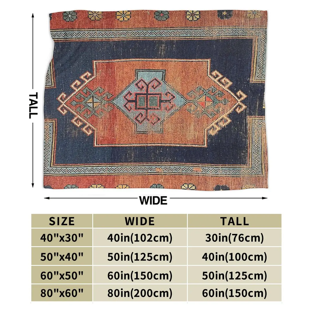 Caucasian Worn Rug Design , Weave, Woven Aztec Textile Blanket Soft Warm Flannel Throw Blanket Plush for Picnic Travel Home Sofa