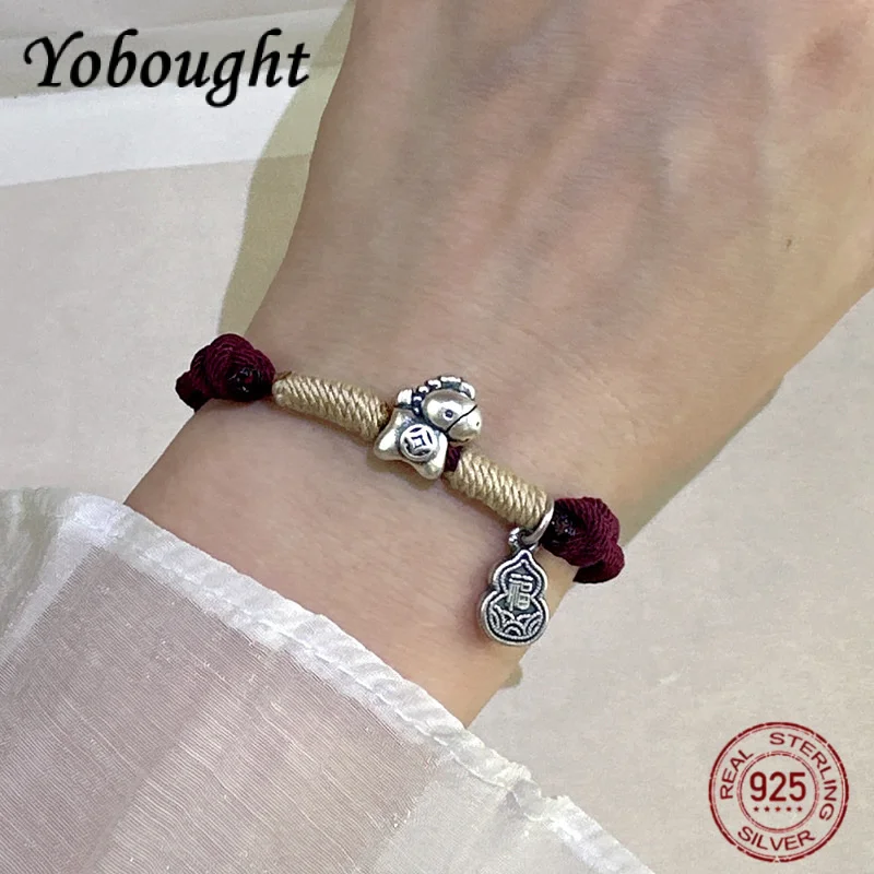 

999 Silver Horse Lucky Pony Handmade Red Rope Bracelet for Men and Women New Year's Gifts