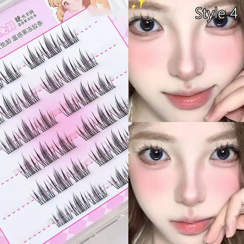 Press on Self Adhesive Cluster Lashes No Need Glue Reusable Segmented Eyelashes Handmade Black Glue-free False Eyelashes