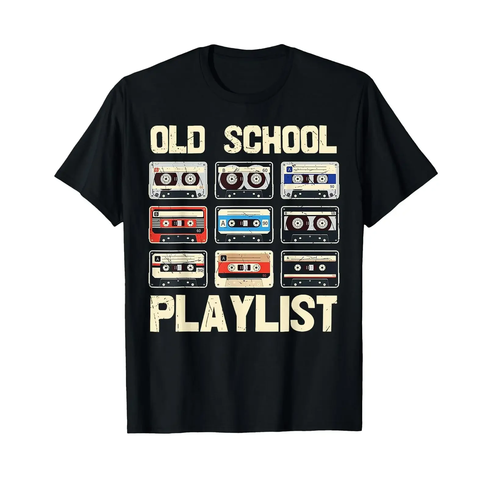 Old School Playlist Cassette T Shirt vintage Washed Soft Unisex fashion Stretched Comfortable Stylish Slightly Breathable homme