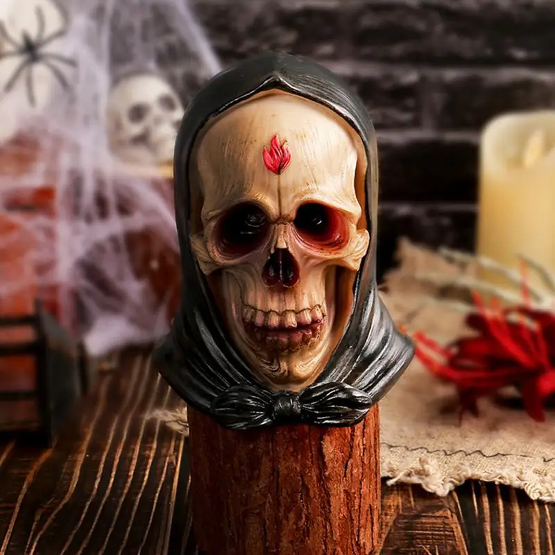 Spooky Skeleton Car Home Ornaments Skull-shaped Halloween Statue Halloween Decorative Resin Pendant Car Decorations Accessories