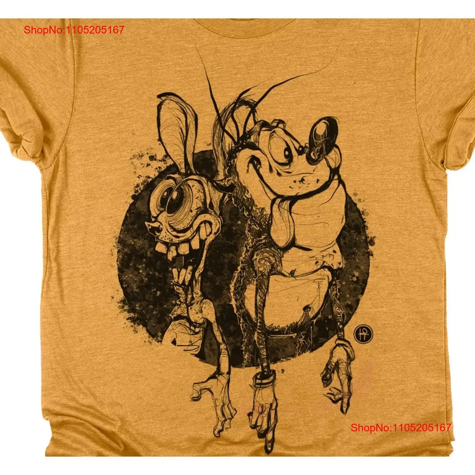 BASIC Ren and Stimpy yellow T shirt short sleeve All sizes XB392 vintage Washed homme Soft designer clothes Versatile fashion