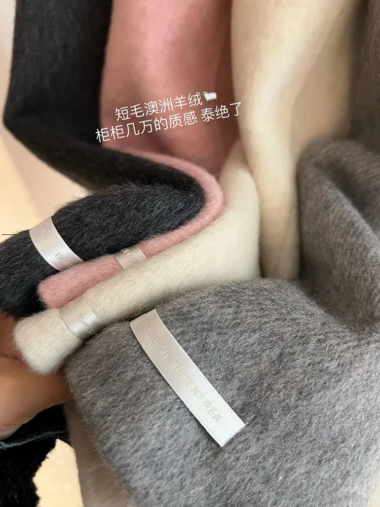 Long hair, high payment, thickened double-sided woolen coat, loose long cashmere coat, women's silhouette, small man, versatile