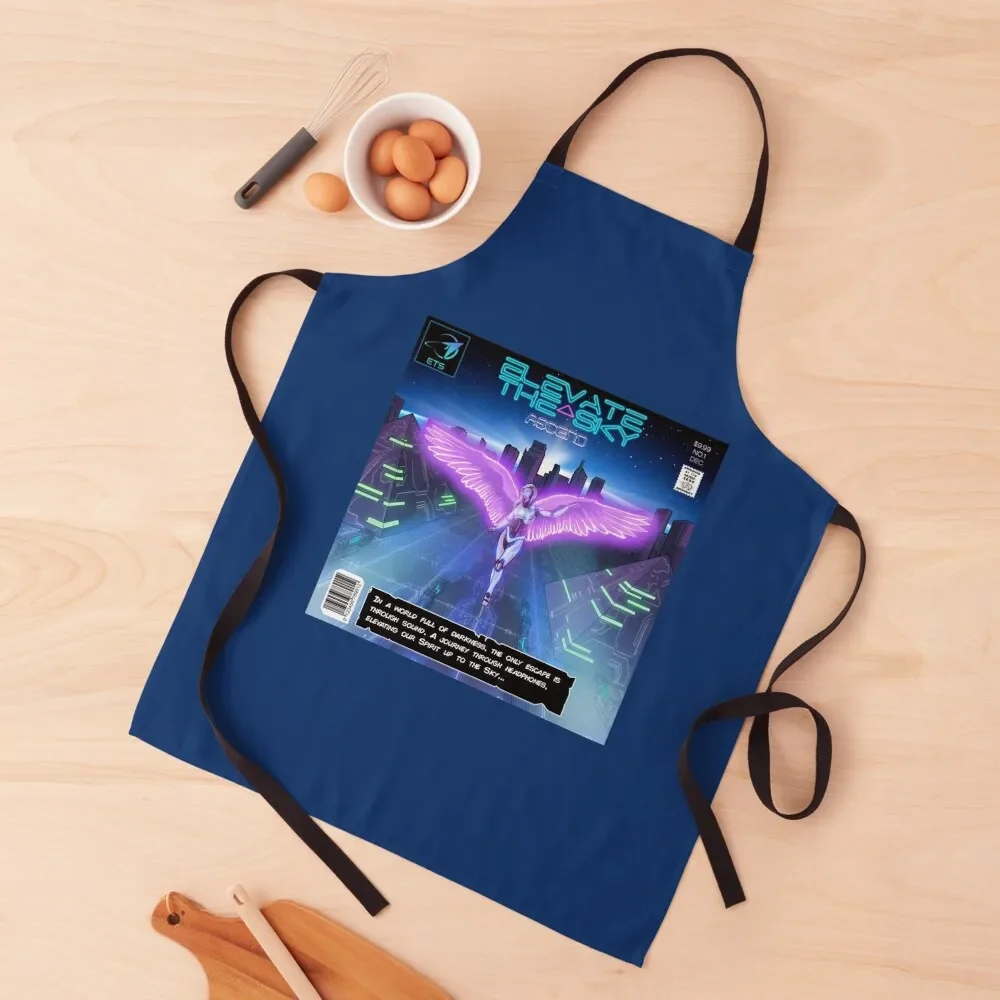 Elevate The Sky Retro Sci-Fi Music Comic Book Art Apron Home And Kitchen For Kitchen Kitchen Accessories 2022 Apron