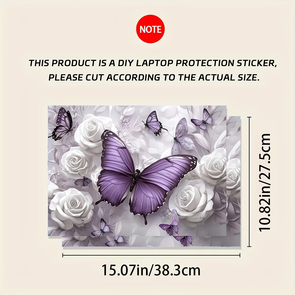 2Pcs Flower Butterfly Laptop Skin Sticker Waterproof Scratch Resistant PVC Stickers for Laptops Laptops Cars Decal Sticker