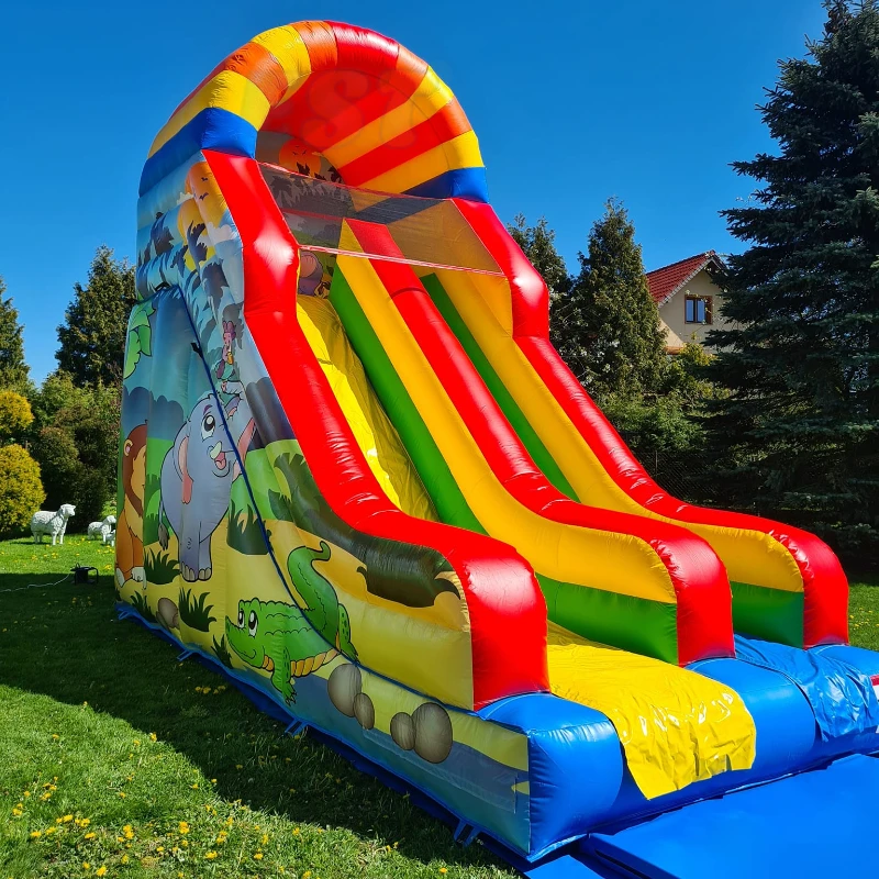 Customizable Zoo Inflatable Dry Slide Manufacturer Dmuchana Zjezdzalnia Slip Slide Animal Theme Inflatable Pool Slide Castle