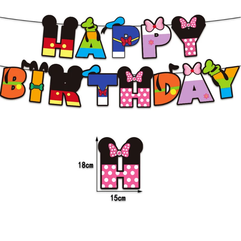 Disney Mickey Theme Party Decorations Party Balloon Happy Birthday Banner Cake Topper Kids Toys Large Parties Supplies Set Gift
