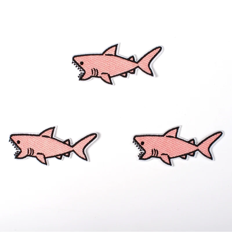 10pcs Cartoon Shark Patches For Kids Clothes Pants Hats DIY Clothes Appliqued Badge Sew On Clothing Sticker Embroidered Patch