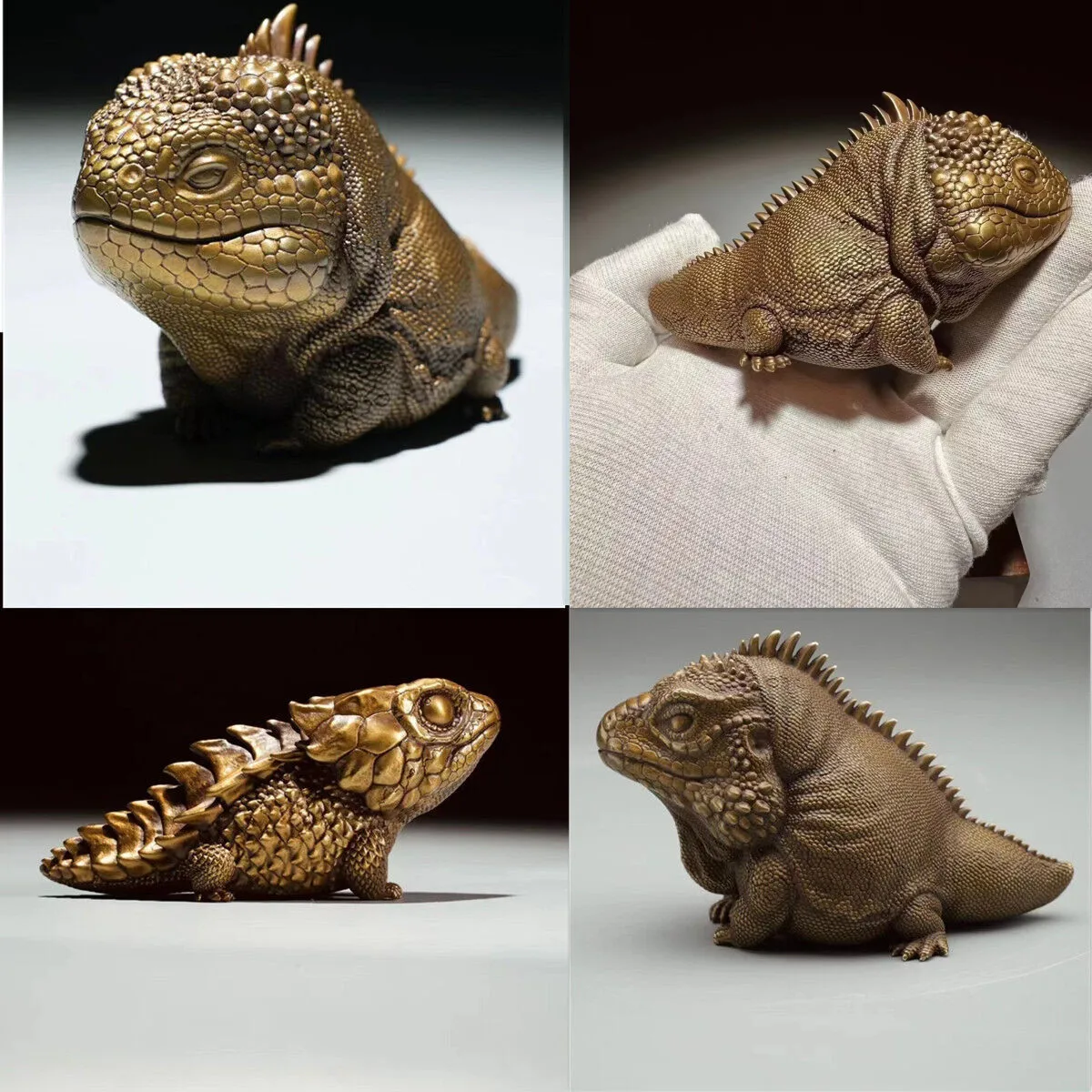 BOWUZHI Studio Lizard Limited Brass Model Ground Agama Armadillo Girdled Animal Collection Scene Decoration Birthday Gift