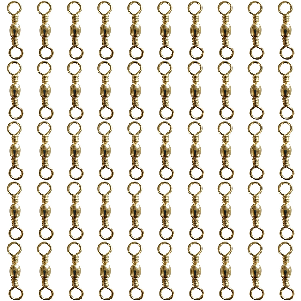 50Pcs Fishing Barrel Swivels Copper Catfish Lures Solid Ring Fishing Line Connector Rolling Carp Fishing Accessories Pesca