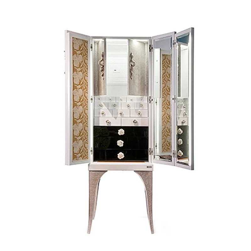 Light luxury creative jewelry cabinet, bedroom home floor high-end solid wood jewelry cabinet