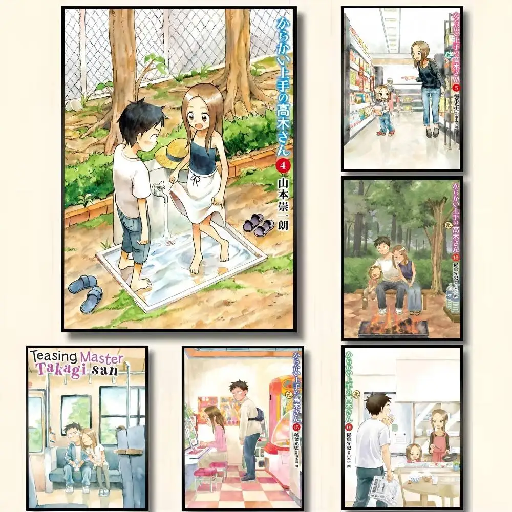 1 pieza de pósteres de alta calidad de la serie de anime/manga Love Live! con el personaje Maestra Takagi-san, decoraciones de arte de pared autoadhesivas, impresiones a color, pegatinas.