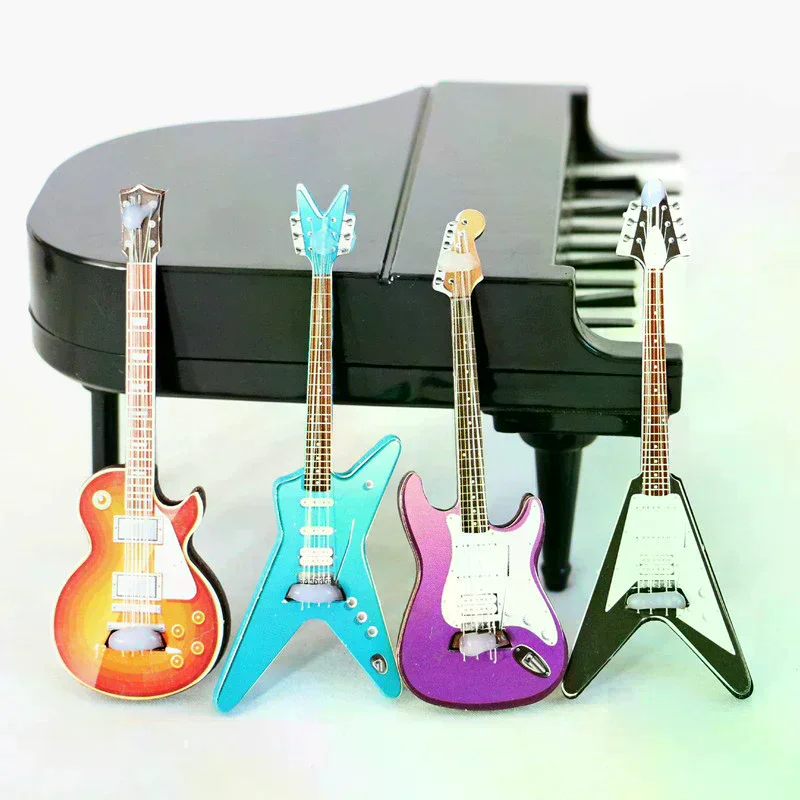 1 Uds. Casa de muñecas en miniatura, guitarra, instrumento Musical, modelo para decoración de casa de muñecas, juguetes para juego de imitación para niños, regalo