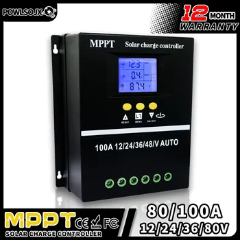 POWLSOJX MPPT 납산 리튬 배터리, 태양열 충전 컨트롤러 레귤레이터, LCD 듀얼 USB 고속 충전기, 36V, 48V, 100A, 80A