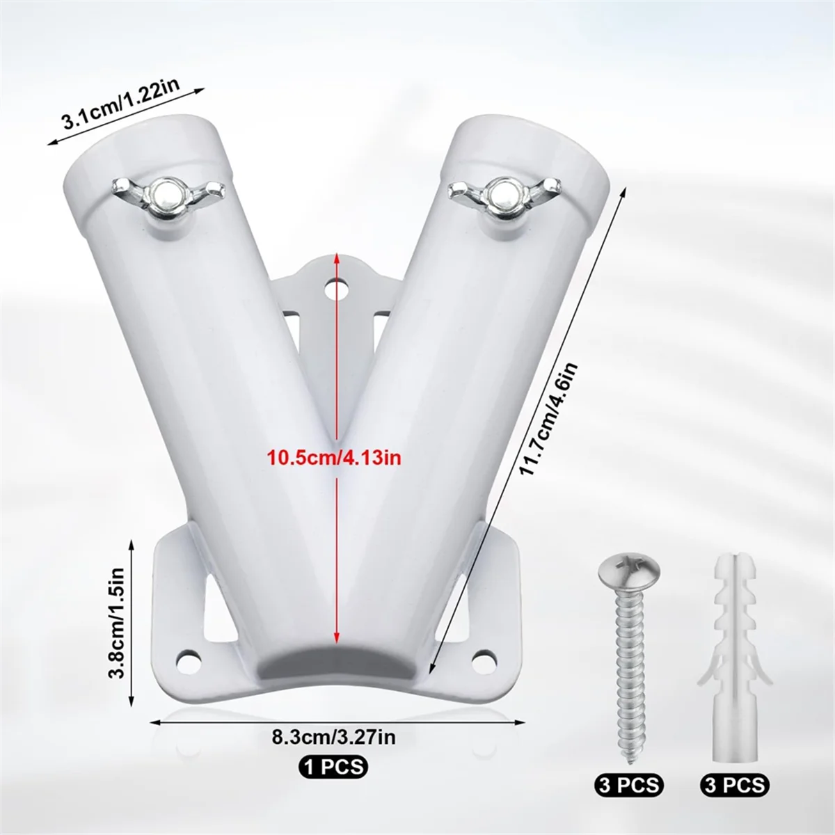 Double FlagPole Bracket Holder, V Shape Aluminum Alloy Flagpole Wall Mount Bracket Windproof Flag Bracket Mounting