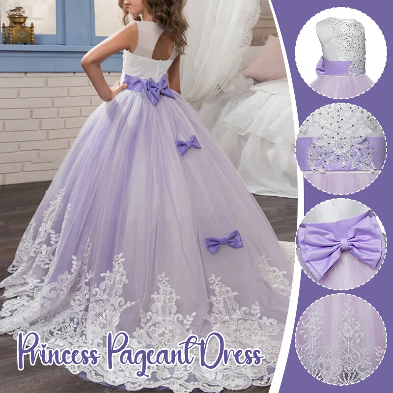 

Princess Pageant Dress 2025 Birthday Princess Girls Pageant Skirt Lace Fluffy Dress Gown Kids Wedding Party Frock Cosplay Access