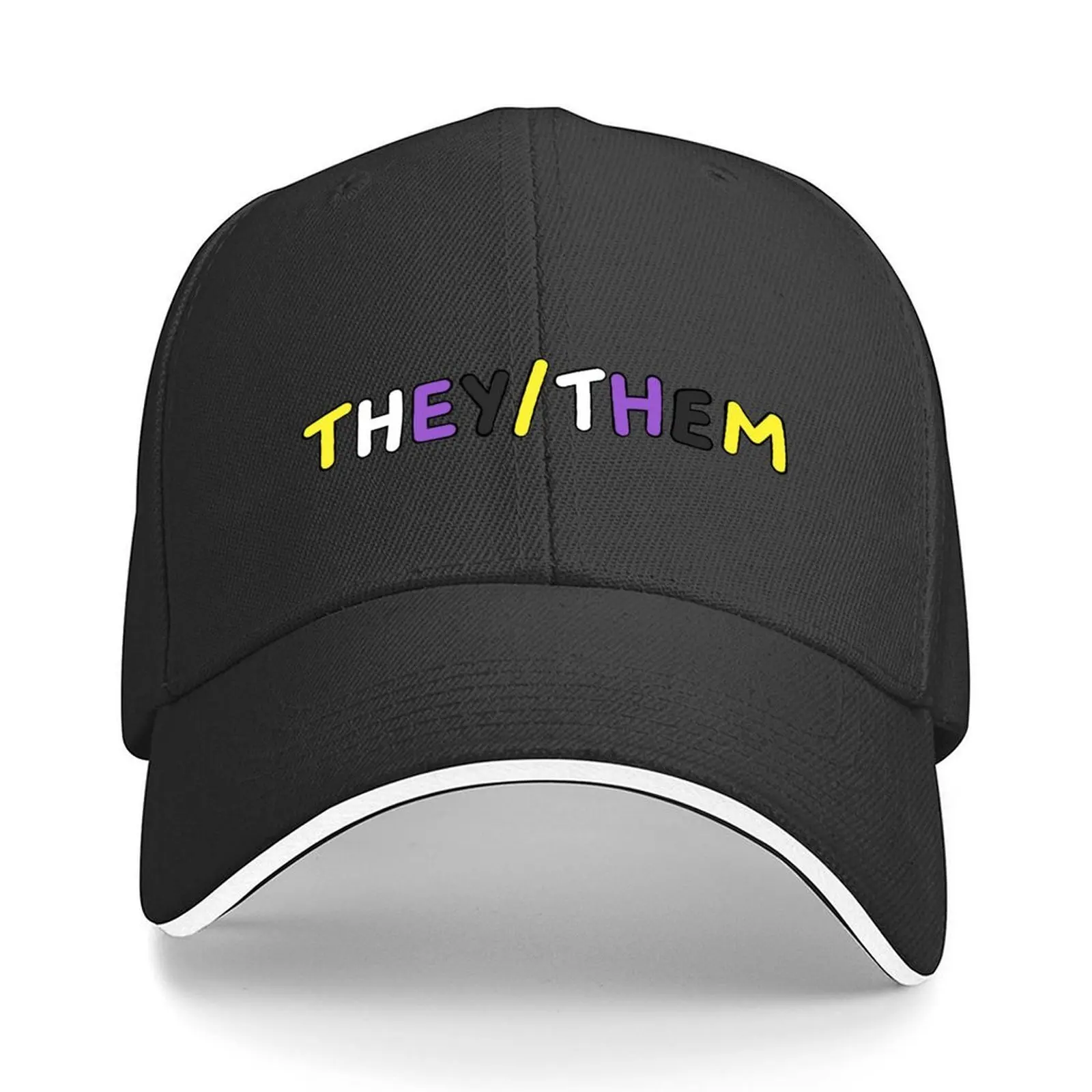 

they/them pronouns nonbinary pride Baseball Cap Rugby Trucker Cap Custom Cap Cosplay Hats Man Women's