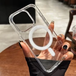 Original Transparent For Magsafe Wireless Charge Magnetic Case for iPhone 17 16 15 14 13 12 11 Pro XR XS Max 8Plus Acrylic Cover