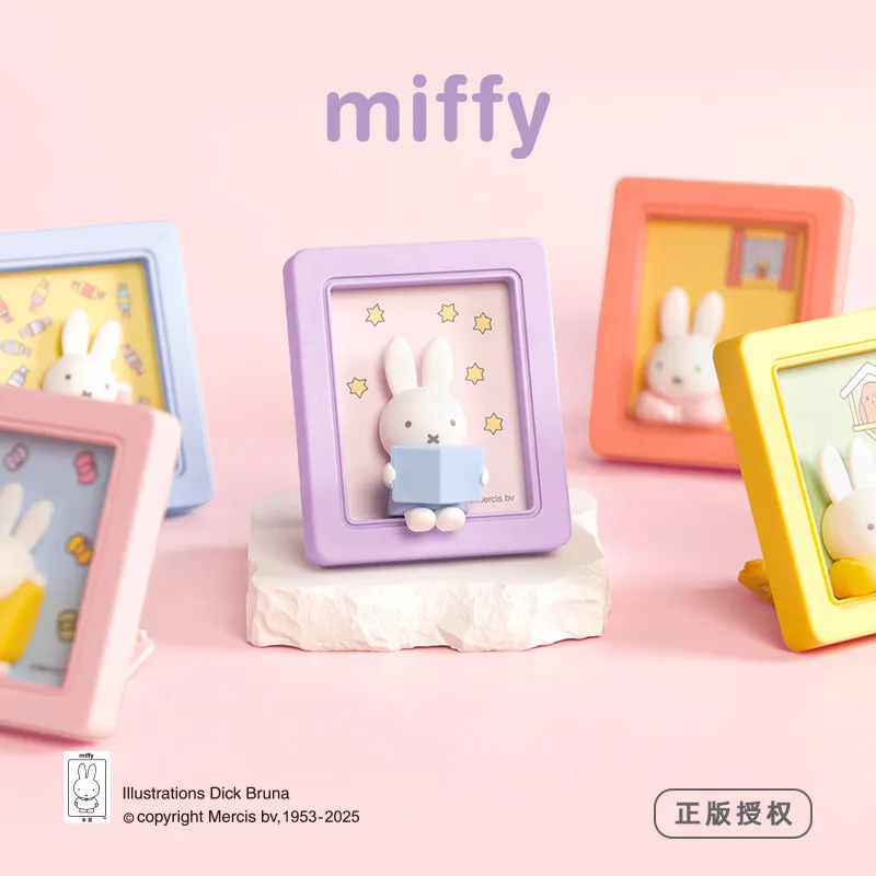 

Kawaii Cute Lovely Miffy 3D Picture Frame Fridge Magnet Mystery Blind Box Gifts Toy Model Anime Figures Collect Ornaments