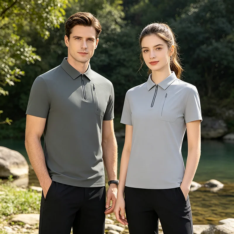 Picture 3: JNLN Hiking Lapel T-Shirt Men Women Camping Trekking Running Polo Shirt Lightweight Quick Dry Wireless Stitching Golf Wear